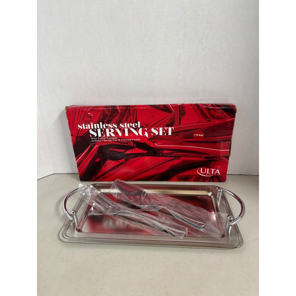 Ulta Beauty Stainless Steel Serving Set Tray Fork Cake Server 3 Piece 2277709‎